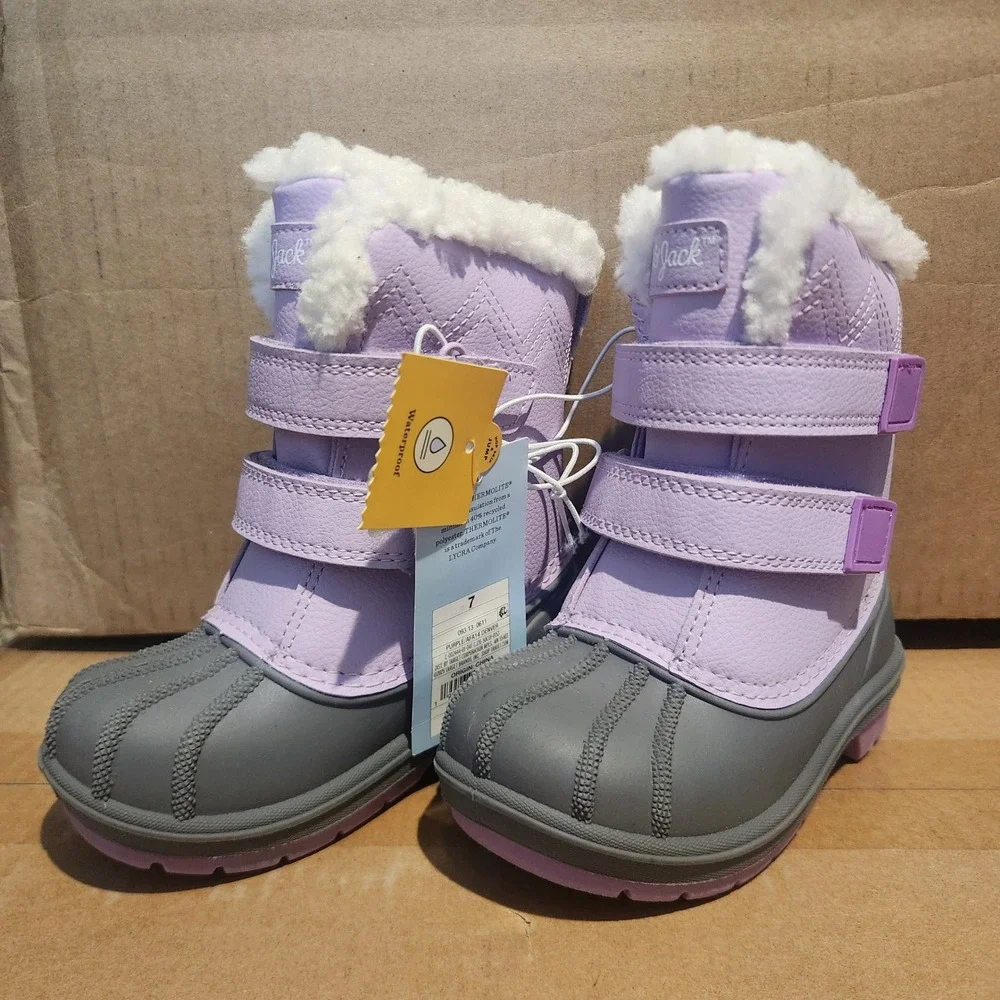 Cat & Jack Kids Purple Waterproof Winter Snow Boots Size 7 Thermolite Insulated